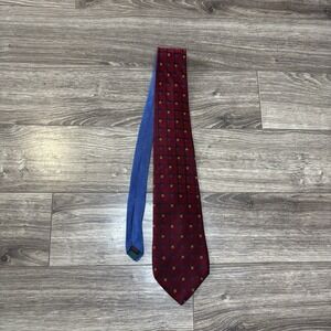 Vintage Tommy Hilfiger Neck Tie 100% Silk Red Geometric Made In USA Mens